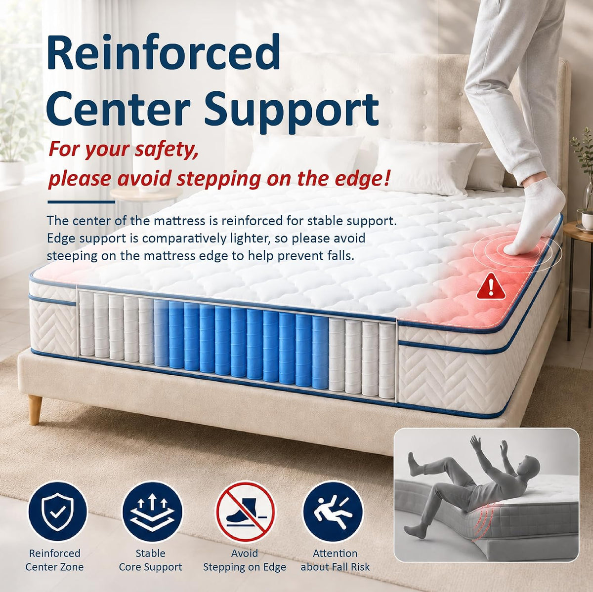 12 Inch Queen Size Mattress, Plush Hybrid Mattress in a Box, Individual Pocket Coils for Pressure Relief, CertiPUR‑US Certified, Vacuum‑Compressed, Fits Queen Bed Frame, Dimensions: 60" x 80"