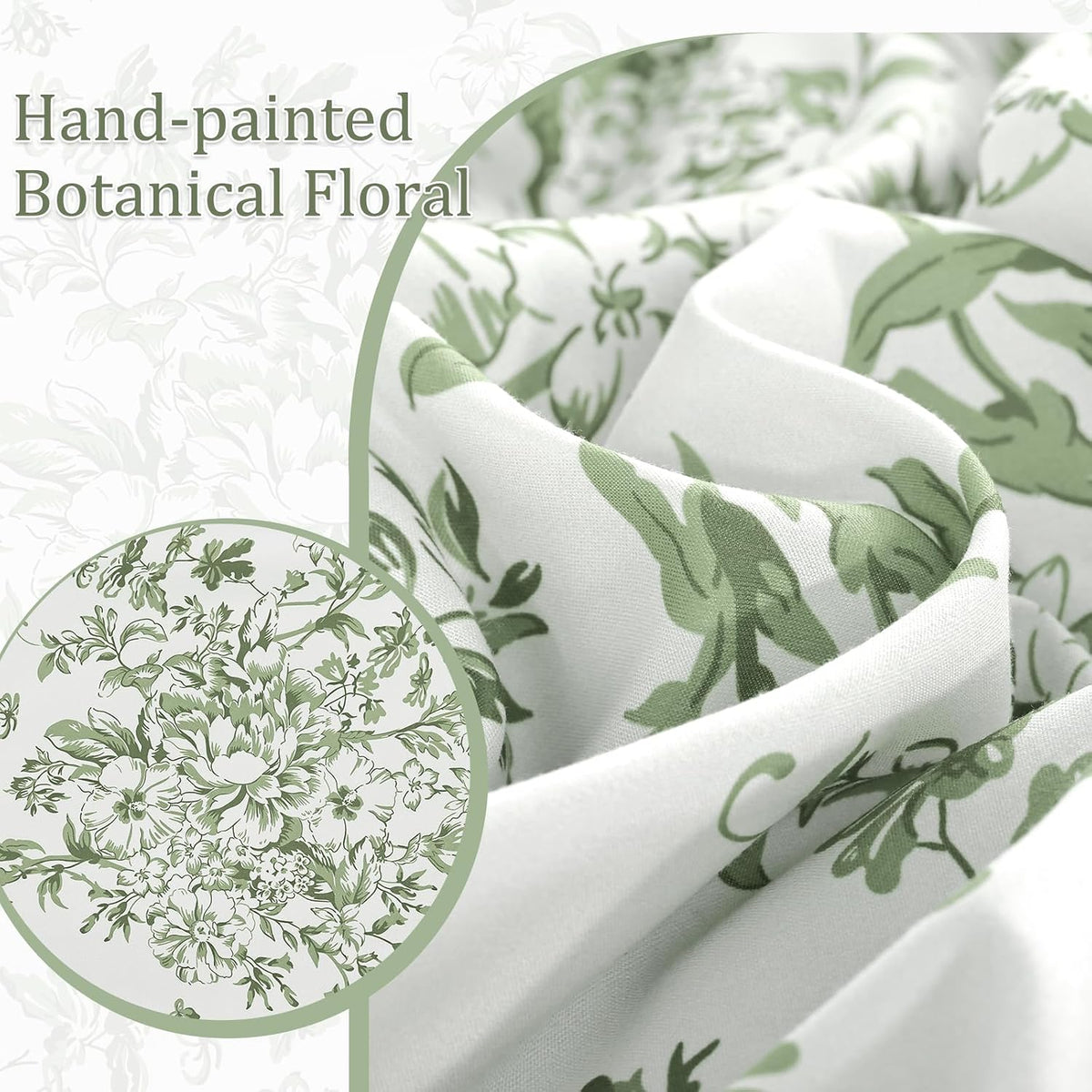 WONGS BEDDING 8 Pieces King Size Comforter Set Green,Sage Green Floral Bed in a Bag Comforter Sets, Soft Reversible Botanical Flowers Bedding Sets for All Season (90"x104")