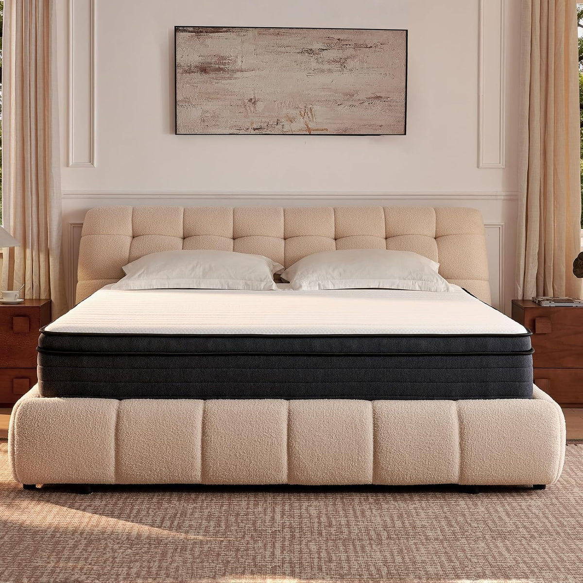 Queen Size Mattresses, Queen Mattress 12 Inch Hybrid Bed, Gel Memory Foam Pocket Coils, Full Zoned Support, Partner Disturbance Reduction, CertiPUR-US Certified
