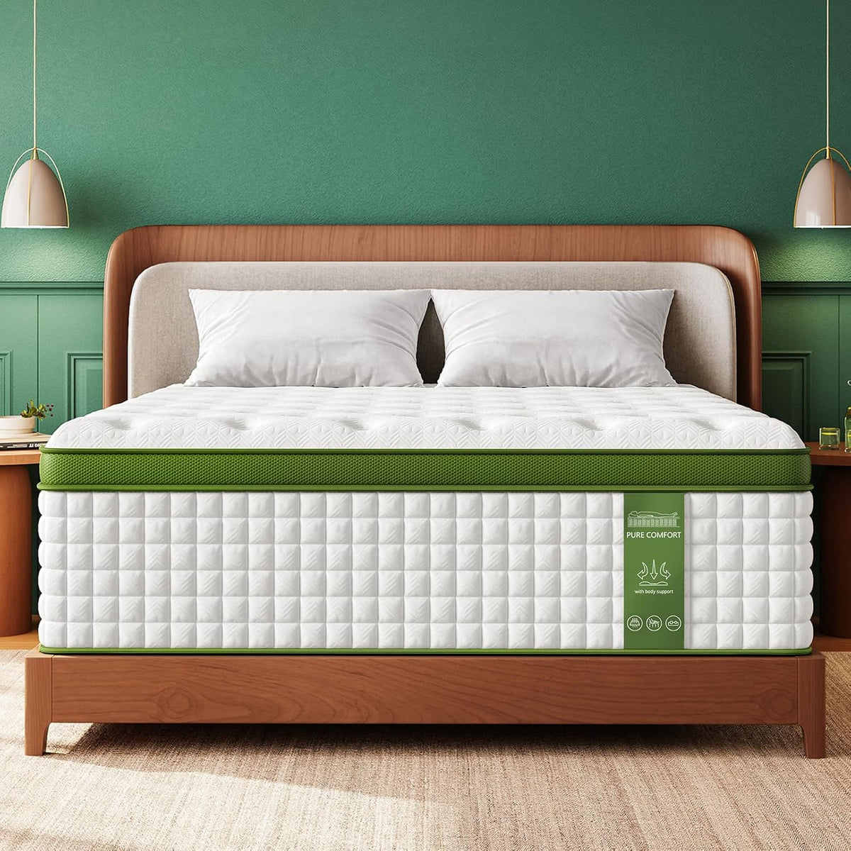 14 Inch Queen Size Mattress, Luxury Hybrid Mattress for Zoned Support