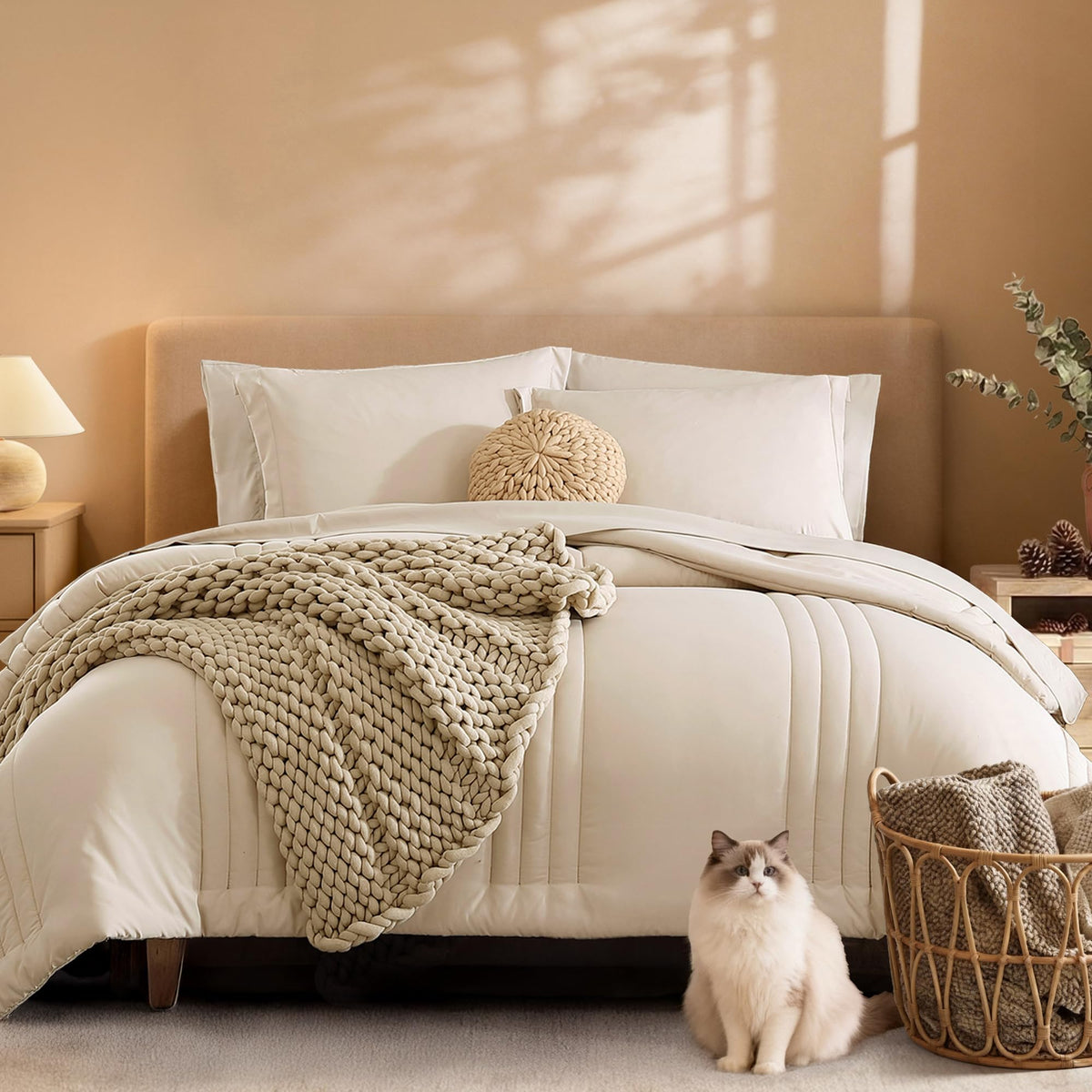 Full Size Comforter Sets-7 Pieces Sage Soft Bed in a Bag Full Bedding Sets