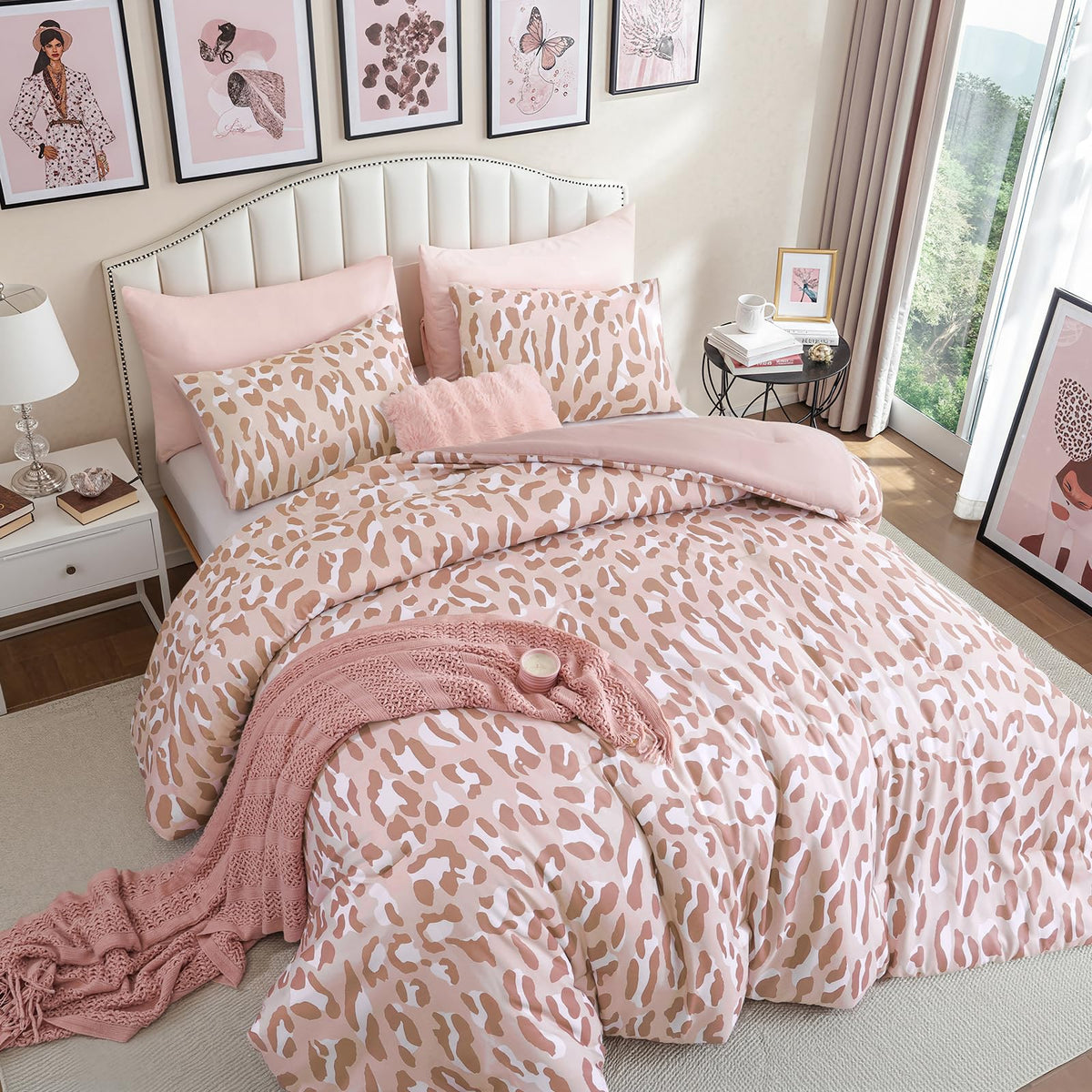 Cheetah Print Comforter Set Queen, Luxury Leopard Print Bedding, Brown