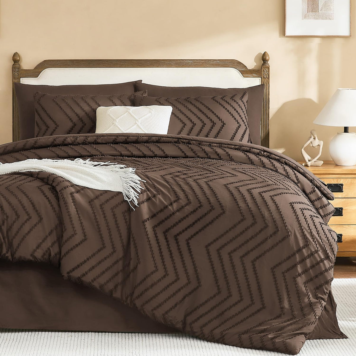 Litanika California King Comforter with Sheets, 7 Pieces Boho Bed Set