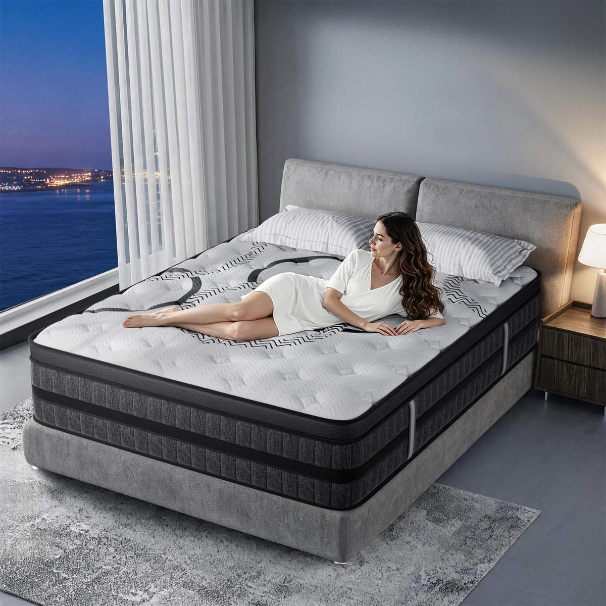 King Size Mattress, 14 Inch Hybrid King Mattress in a Box, Medium Firm, Memory Foam & Pocketed Springs, Pressure Relief, CertiPUR-US Certified& Fiberglass Free, Motion Isolation, 365-Night Trial
