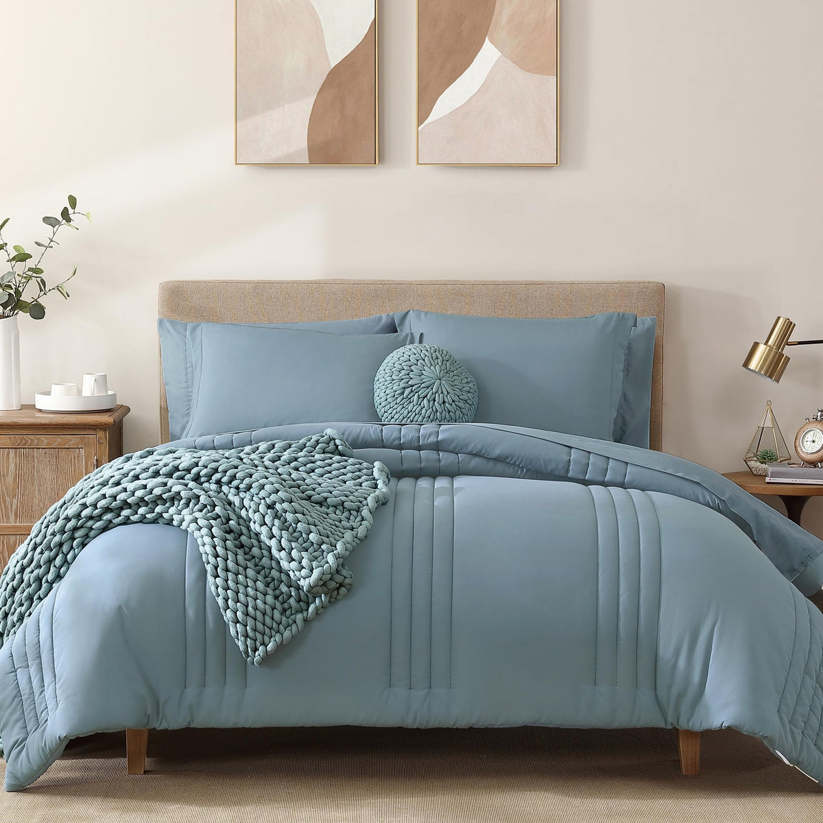 Full Size Comforter Sets-7 Pieces Sage Soft Bed in a Bag Full Bedding Sets