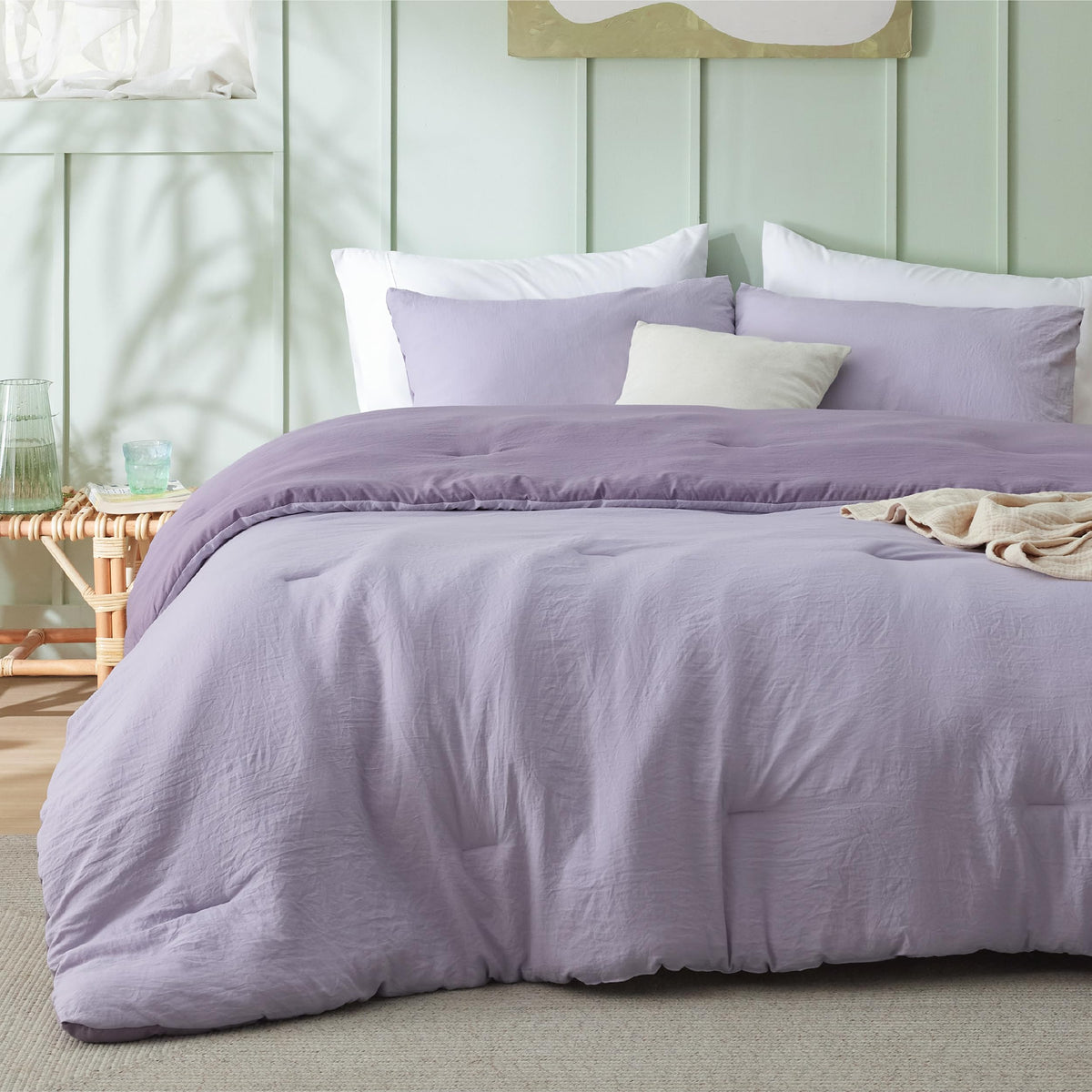 Bedsure King Comforter Set Prewashed Soft Bedding Set 3Pcs White 104"x90"