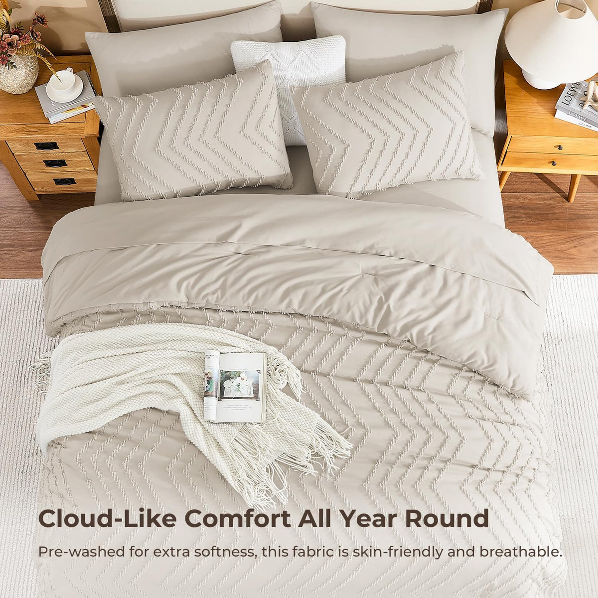 Litanika California King Comforter with Sheets, 7 Pieces Boho Bed Set