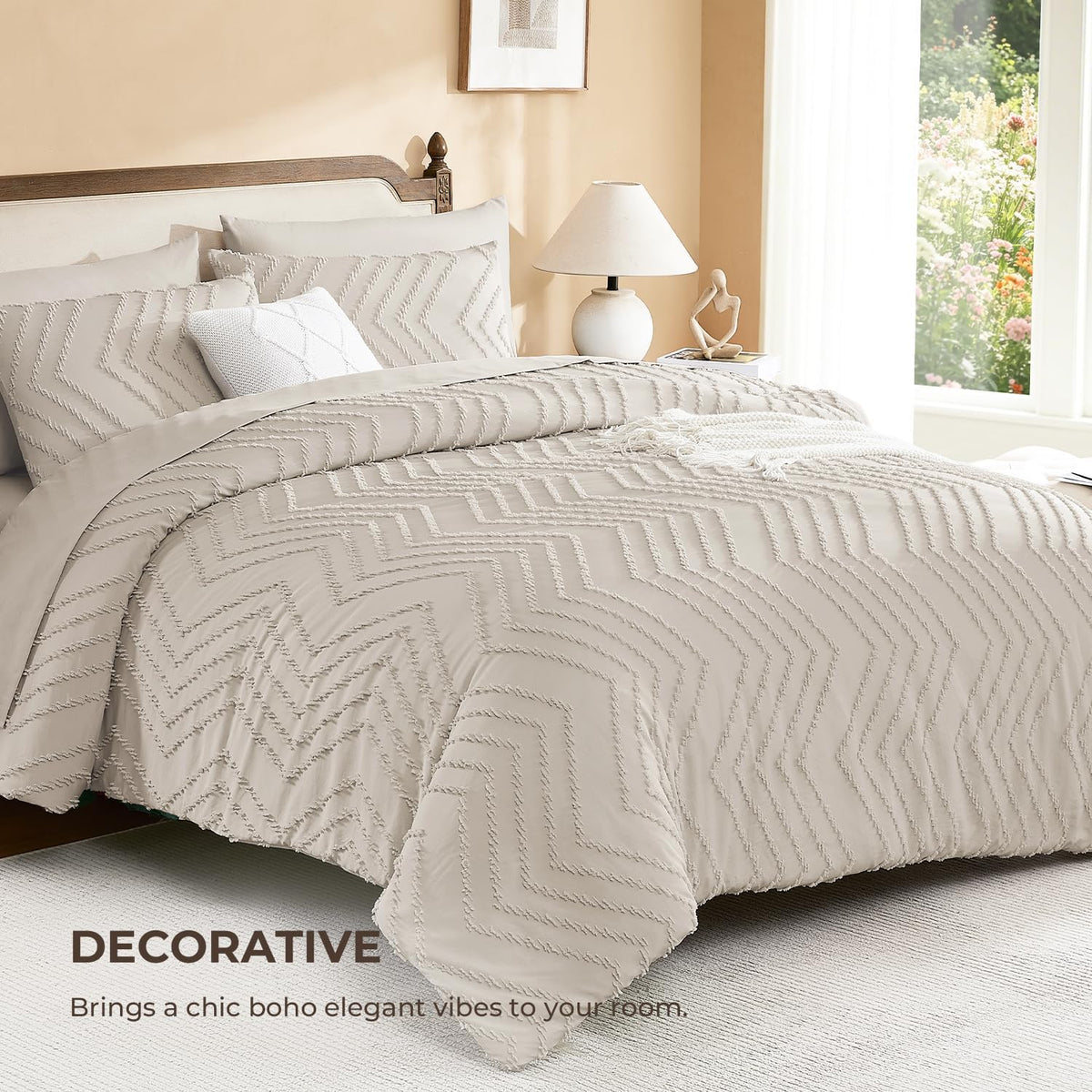 Litanika California King Comforter with Sheets, 7 Pieces Boho Bed Set