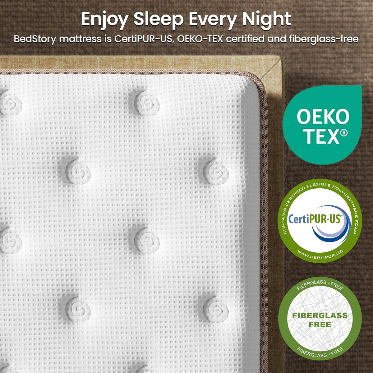 BedStory 14 inch Medium Firm King Mattress, Deep Sleep Hybrid Mattresses in a Box, Zoned Lumbar Support for & Back Pain Relief, CertiPUR-US Certified, 365 Night Trial, 10-Year