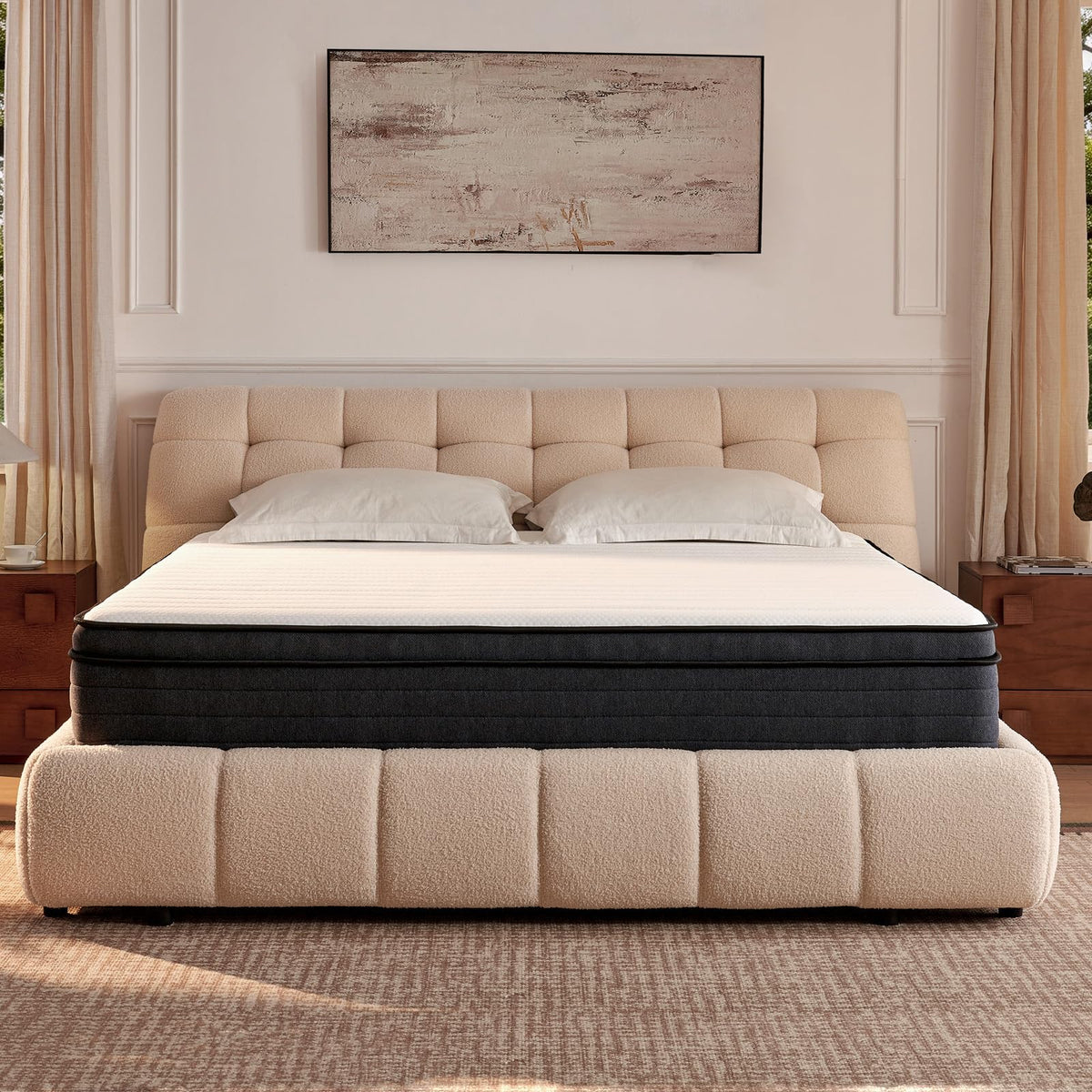 Queen Size Mattresses, Queen Mattress 12 Inch Hybrid Bed, Gel Memory Foam Pocket Coils, Full Zoned Support, Partner Disturbance Reduction, CertiPUR-US Certified