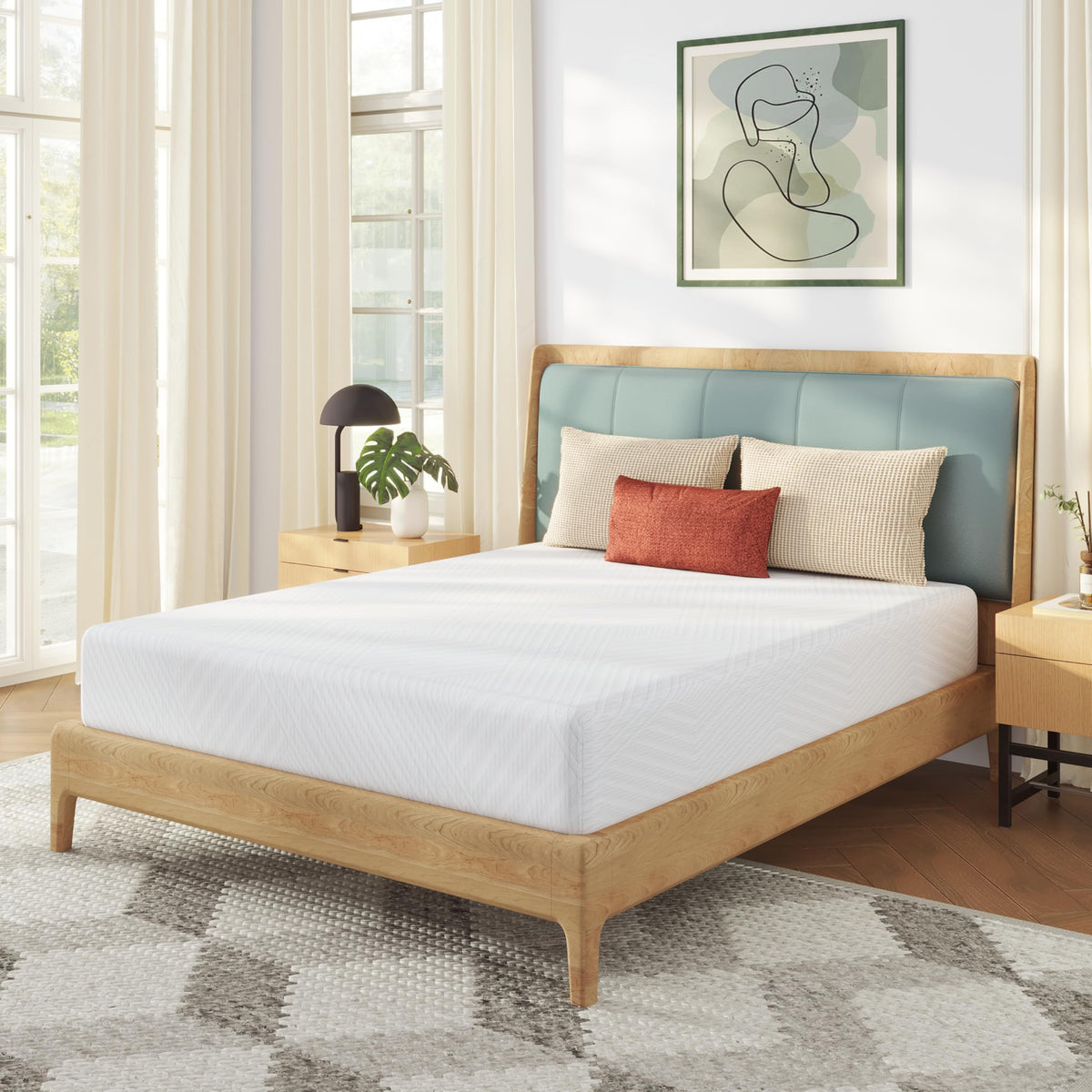 MLILY 8 Inch Full Mattress in a Box Green Tea Memory Foam Medium Firm