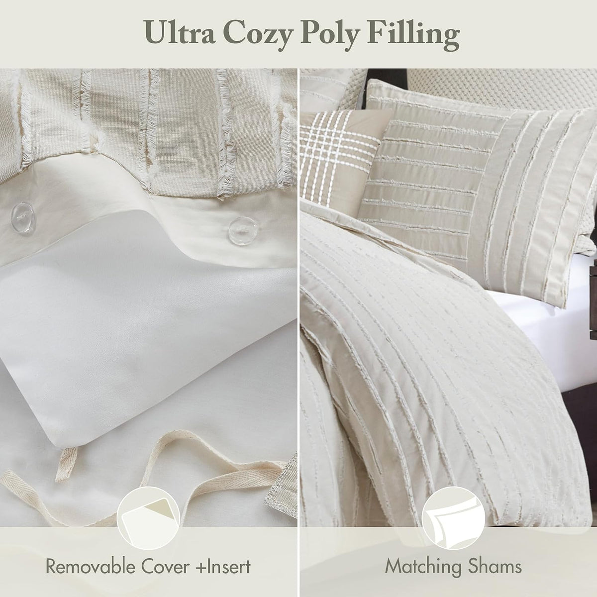 Madison Park Farmhouse King Cotton Comforter Set with Removable Cover, 9pc