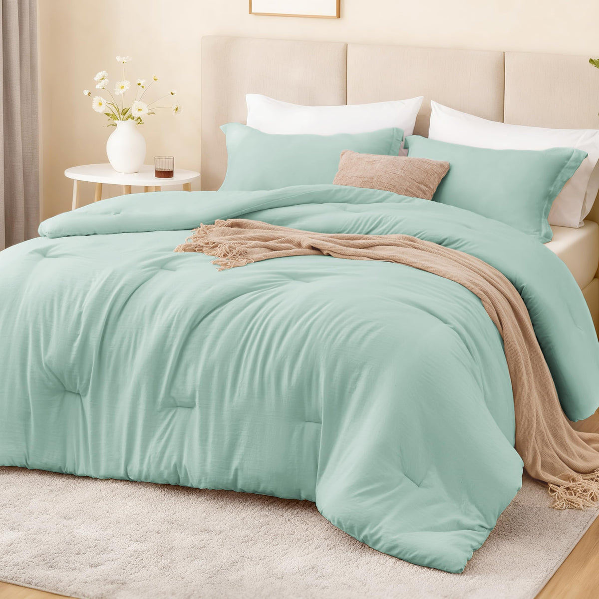Love's cabin Beige Twin/Twin XL Comforter Set, 2-Piece Prewashed Bed Set