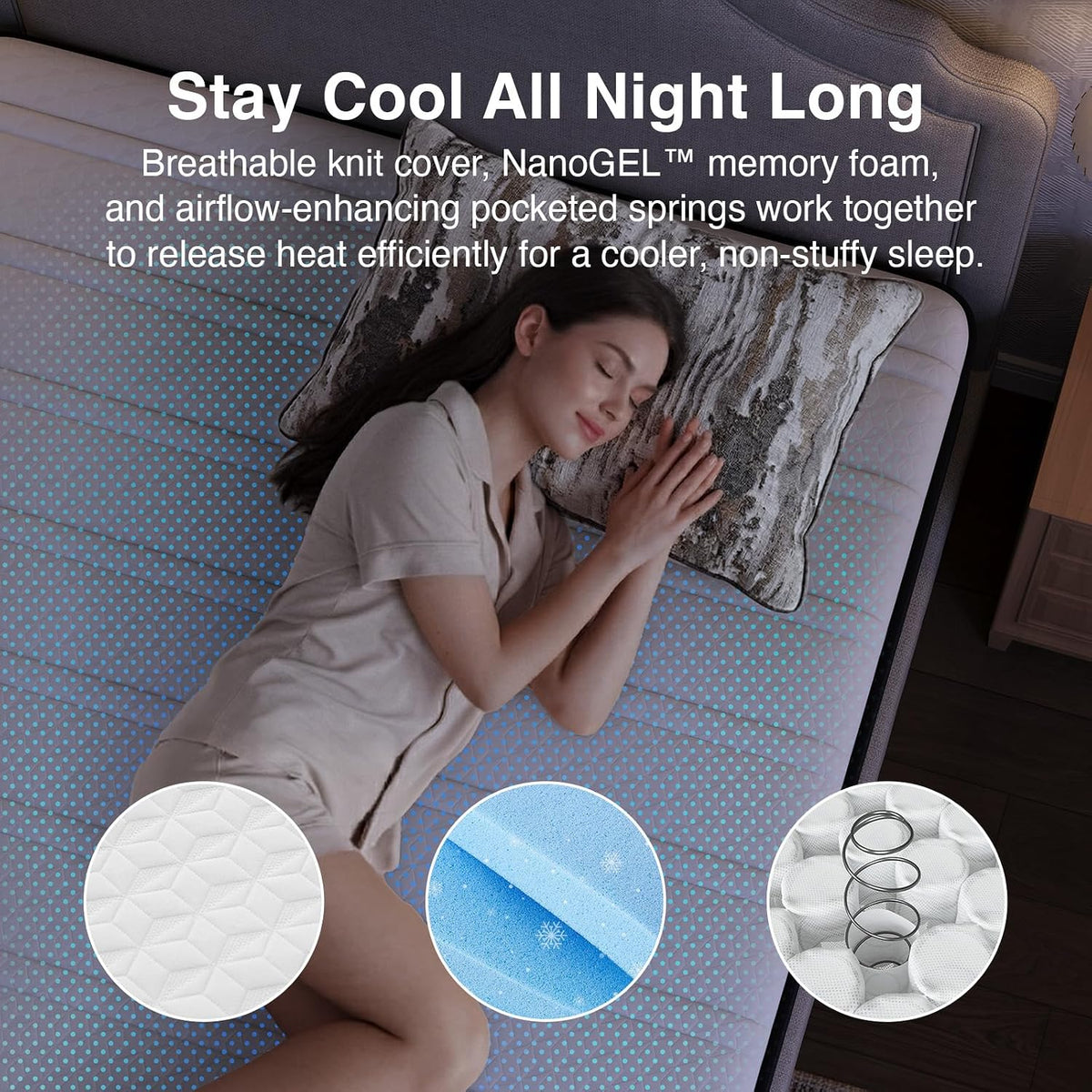 Novilla King Mattress 14 Inch, Cooling Hybrid Mattress with Upgraded Coils