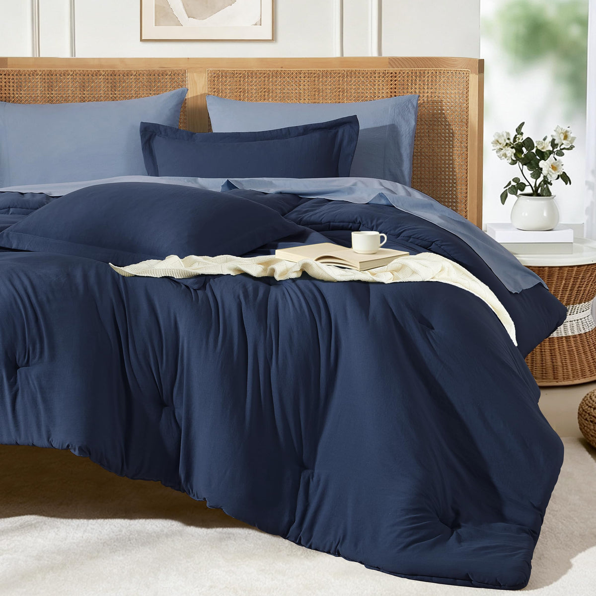 Comforters Queen Size 7 Pieces, Dark Green Bed Set