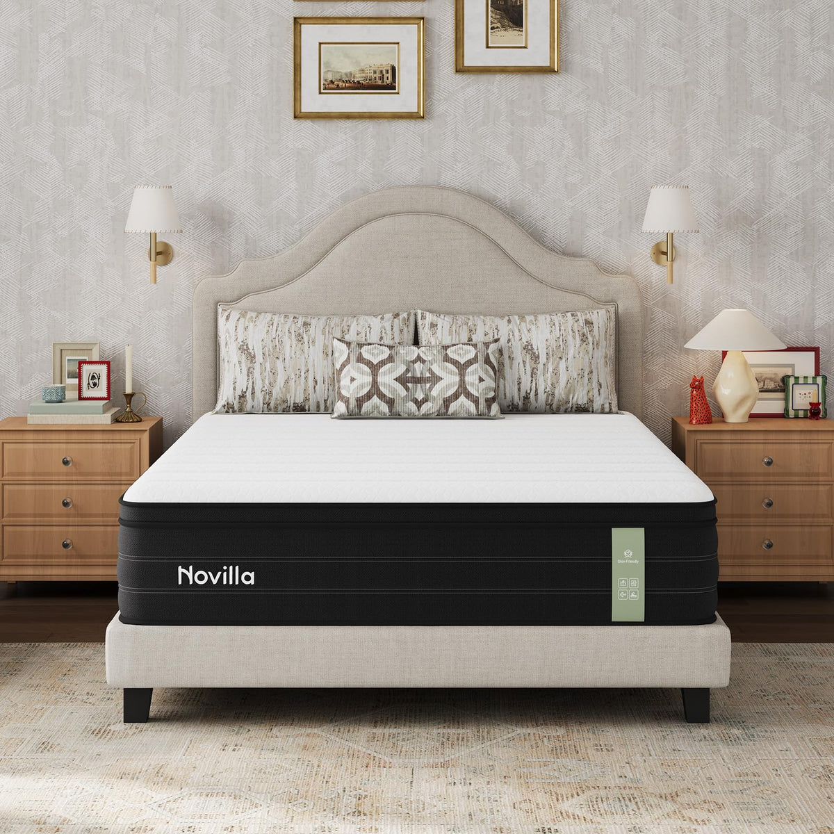 Novilla King Mattress 14 Inch, Cooling Hybrid Mattress with Upgraded Coils