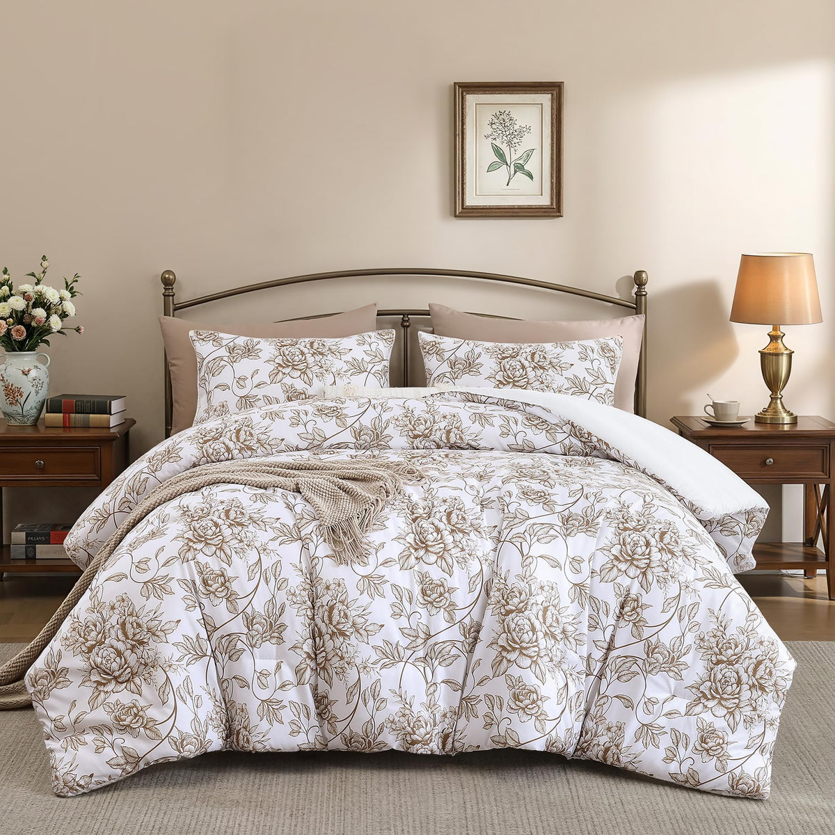 Cheetah Print Comforter Set Queen, Luxury Leopard Print Bedding, Brown