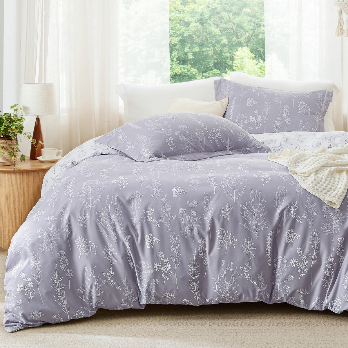 Bedsure Floral Comforter Set Cute Bedding Set Queen Reversible Sage Green