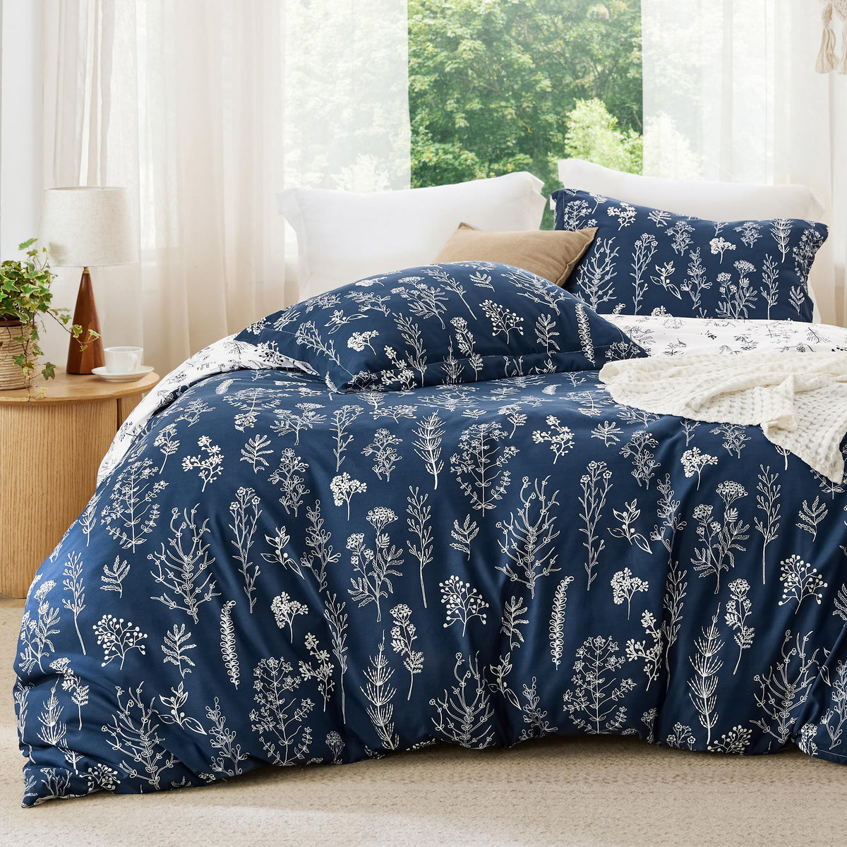 Bedsure Floral Comforter Set Cute Bedding Set Queen Reversible Sage Green