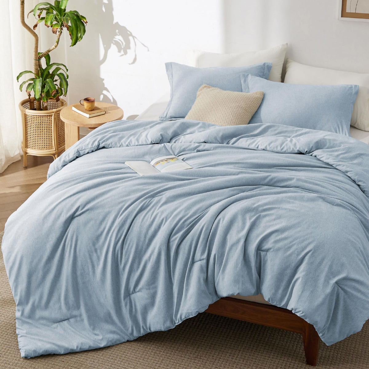 Bedsure Queen Size Comforter Sets, Beige Cationic Dyed Bedding Set 3 Pcs