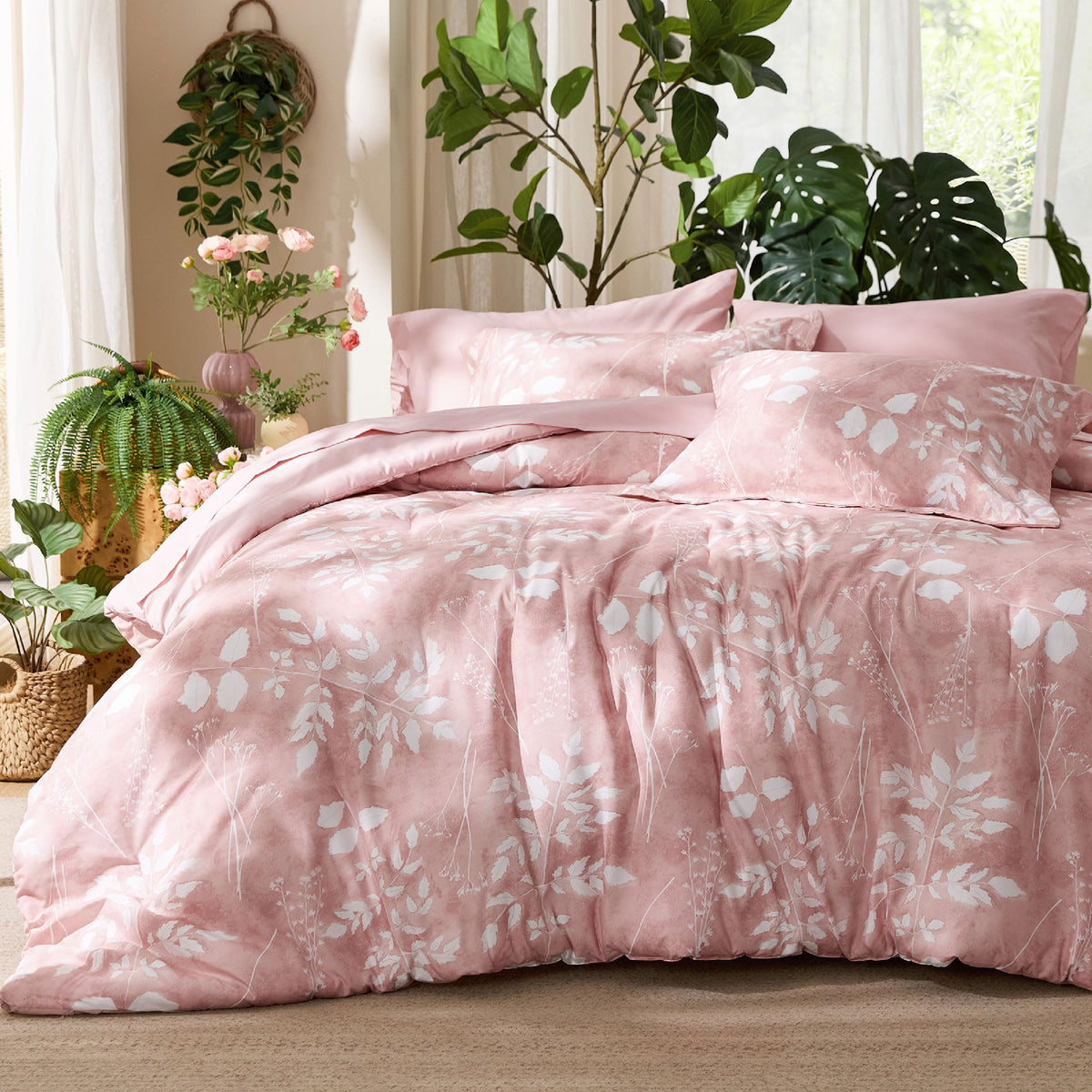 Bedsure Floral Sage Green Comforter Set, Full Bedding Sets, 7 Piece