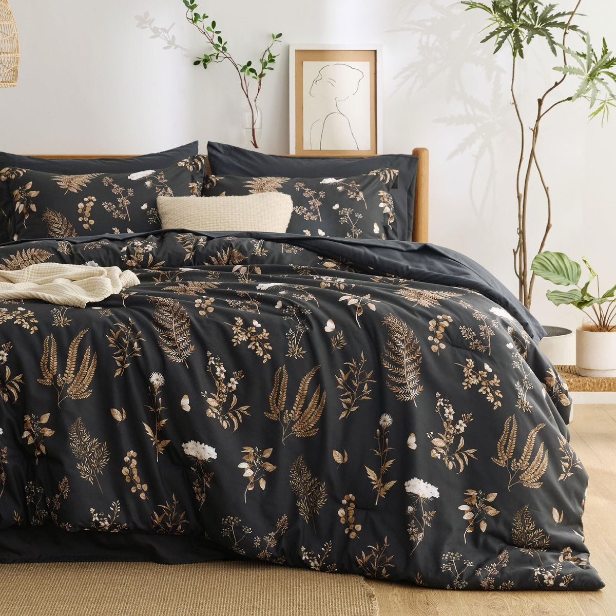 Bedsure Floral Sage Green Comforter Set, Full Bedding Sets, 7 Piece