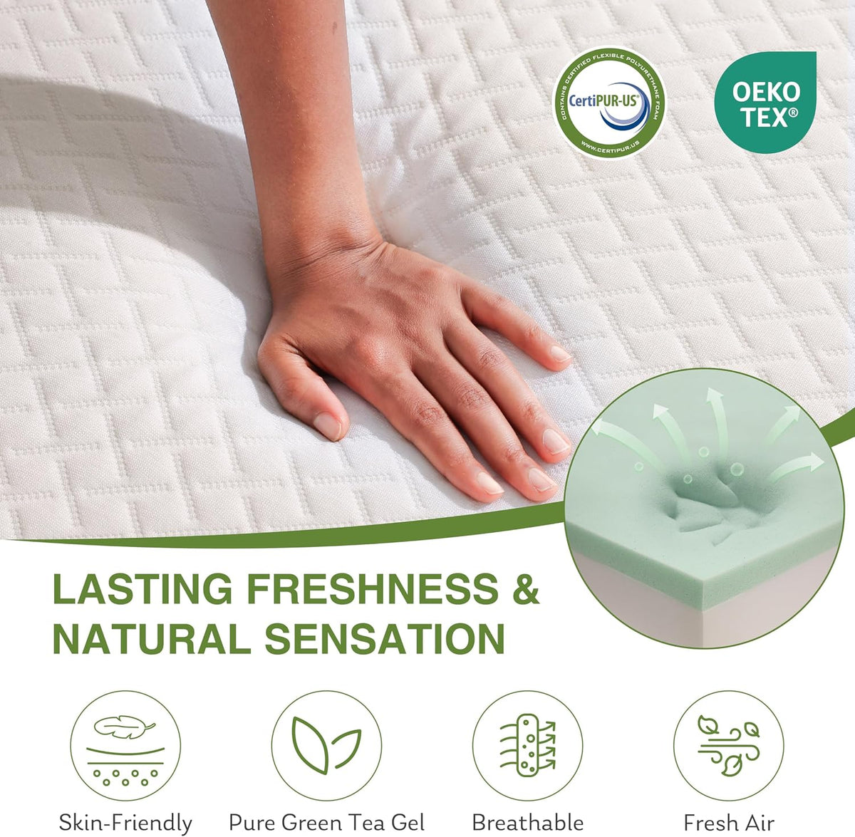 EGOHOME Full Size Memory Foam Mattress, 10 Inch Bed Mattress in a Box with Cooling Green Tea Gel, Relieve Pressure with Medium Firm Support, CertiPUR-US Certified, 75''L x 54''W, White