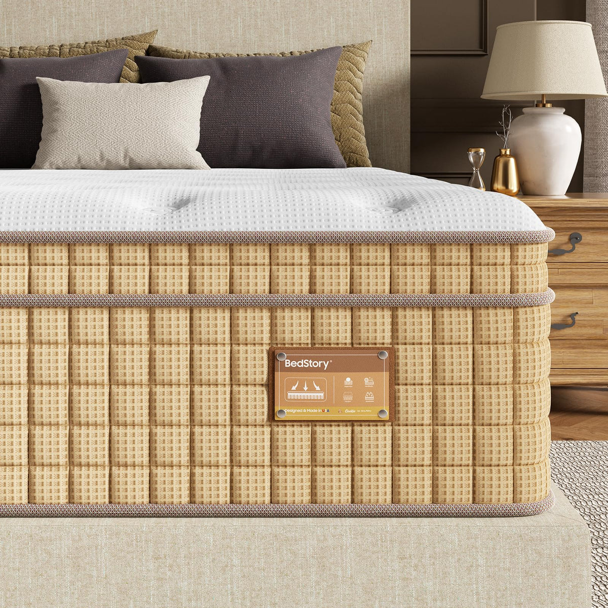 BedStory 14 inch Medium Firm King Mattress, Deep Sleep Hybrid Mattresses in a Box, Zoned Lumbar Support for & Back Pain Relief, CertiPUR-US Certified, 365 Night Trial, 10-Year