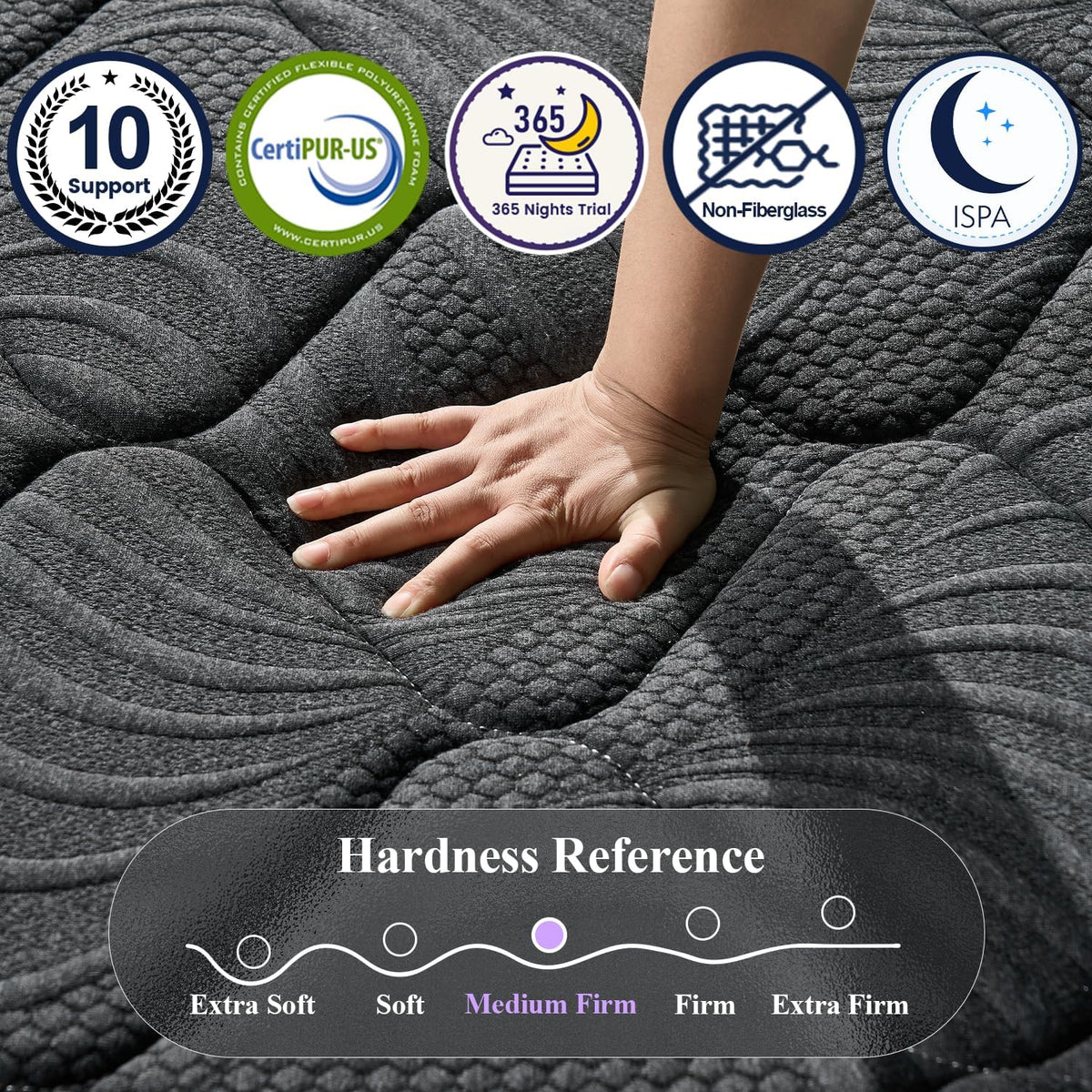 Upgraded Luxury 14 Inch Hybrid King Size Mattress in a Box, Medium Firm