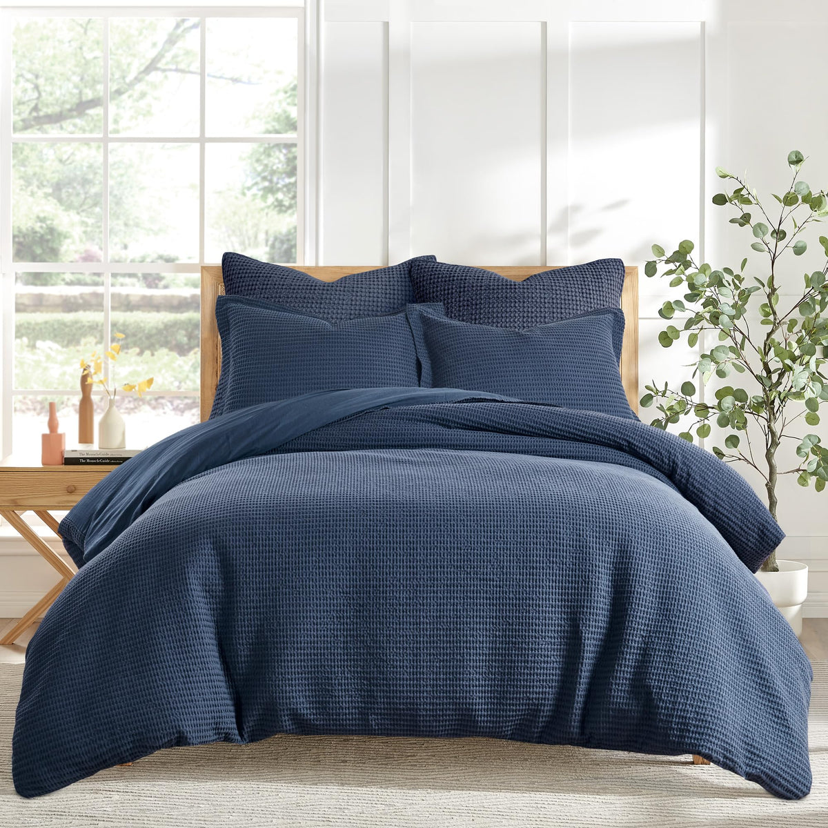 Levtex Home Cloud Waffle Full/Queen Comforter Set (90x94in) with 2 Pillow Shams (26x20in) - Solid Waffle Cotton Texture - Taupe - 100% Cotton Full/Queen Size Comforter Set - Soft, Pre-Washed