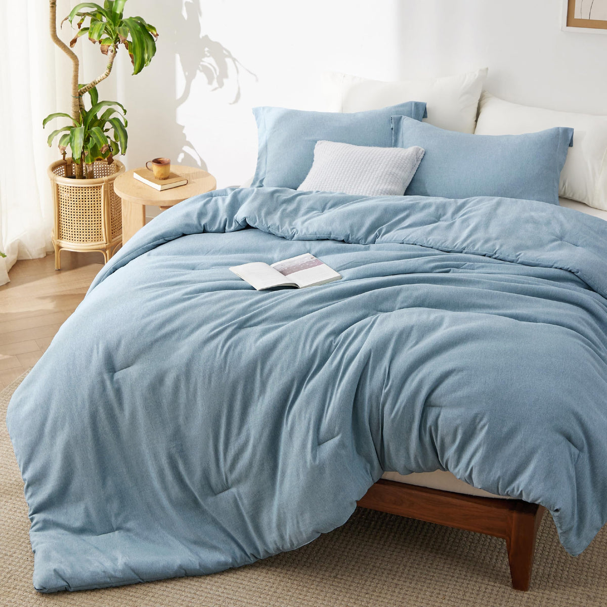 Bedsure Queen Size Comforter Sets, Beige Cationic Dyed Bedding Set 3 Pcs