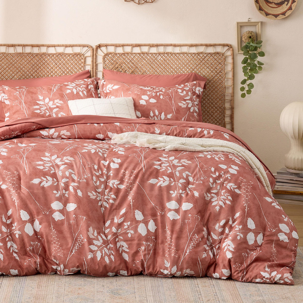 Bedsure Floral Sage Green Comforter Set, Full Bedding Sets, 7 Piece