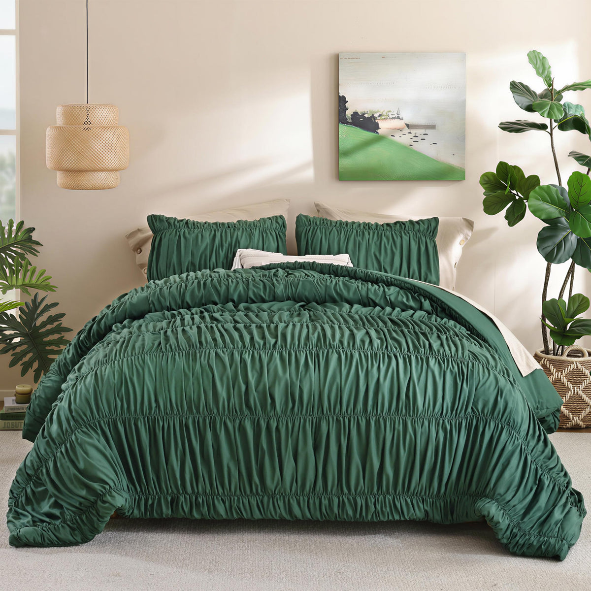 weigelia Pink Comforter Set Queen Size, All Season Lightweight Bedding Set