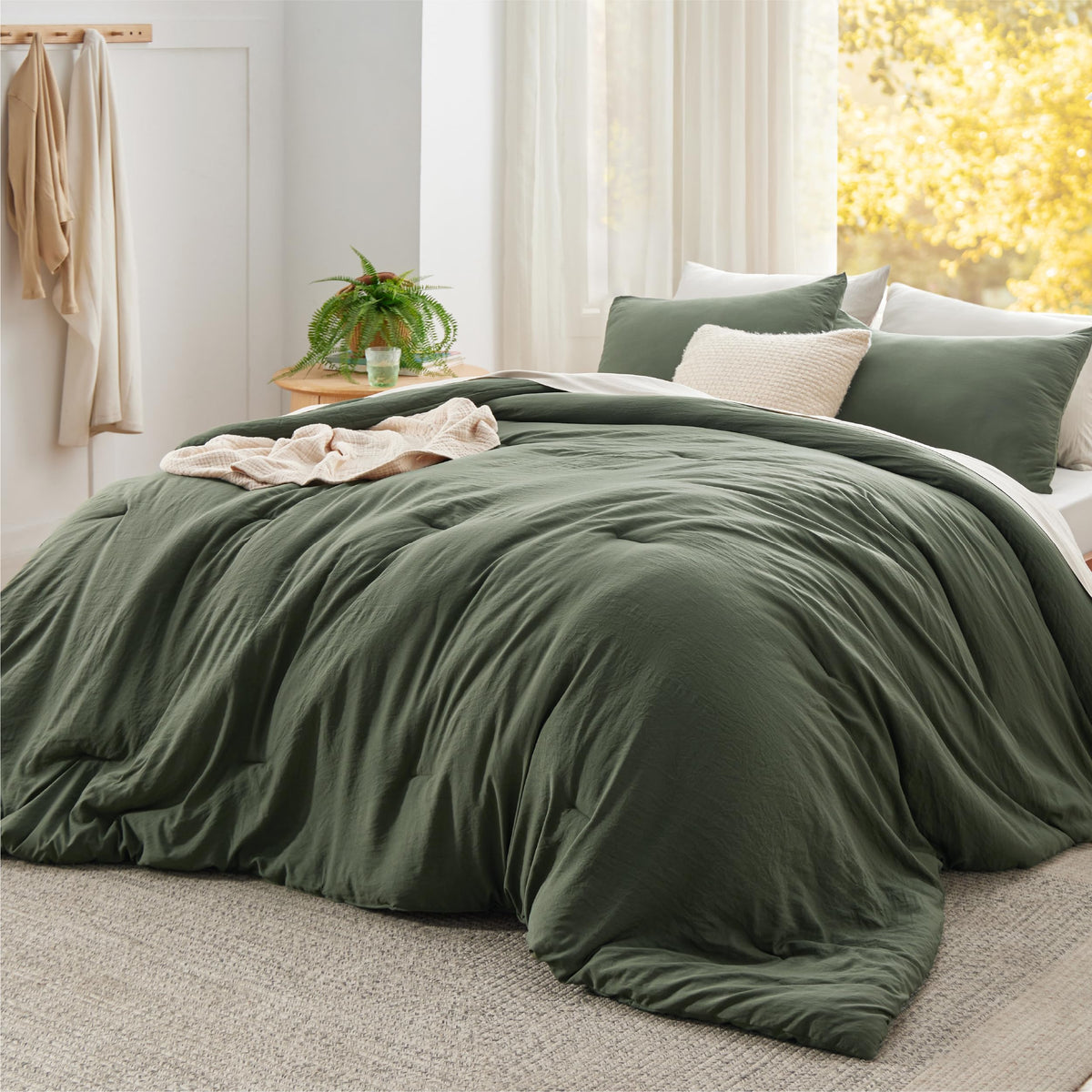 Bedsure King Comforter Set Prewashed Soft Bedding Set 3Pcs White 104"x90"