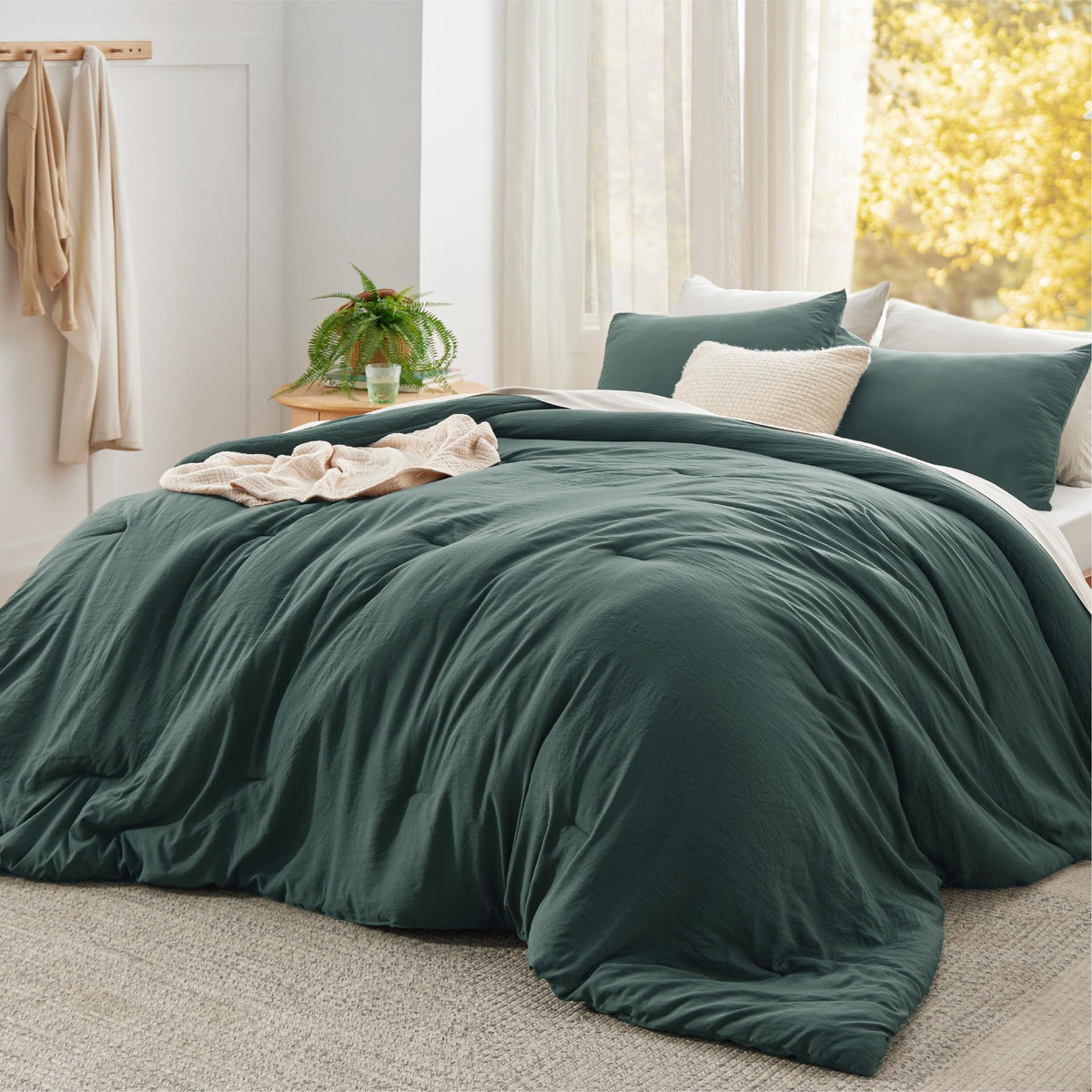 Bedsure King Comforter Set Prewashed Soft Bedding Set 3Pcs White 104"x90"