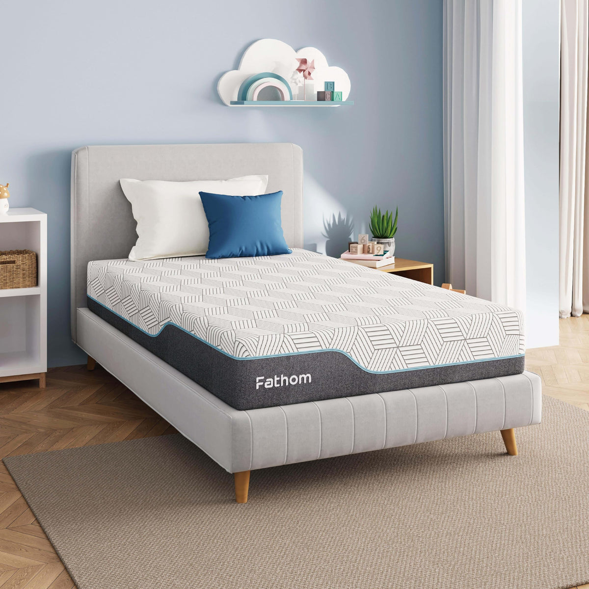 FATHOM Medium Queen Mattress 12 Inch Memory Foam Mattress Queen Size Bed in a Box for Back Pain Relief and Cool Sleep with Gel Foam and Removeable Fiberglass Free Cover, CertiPUR-US Certified