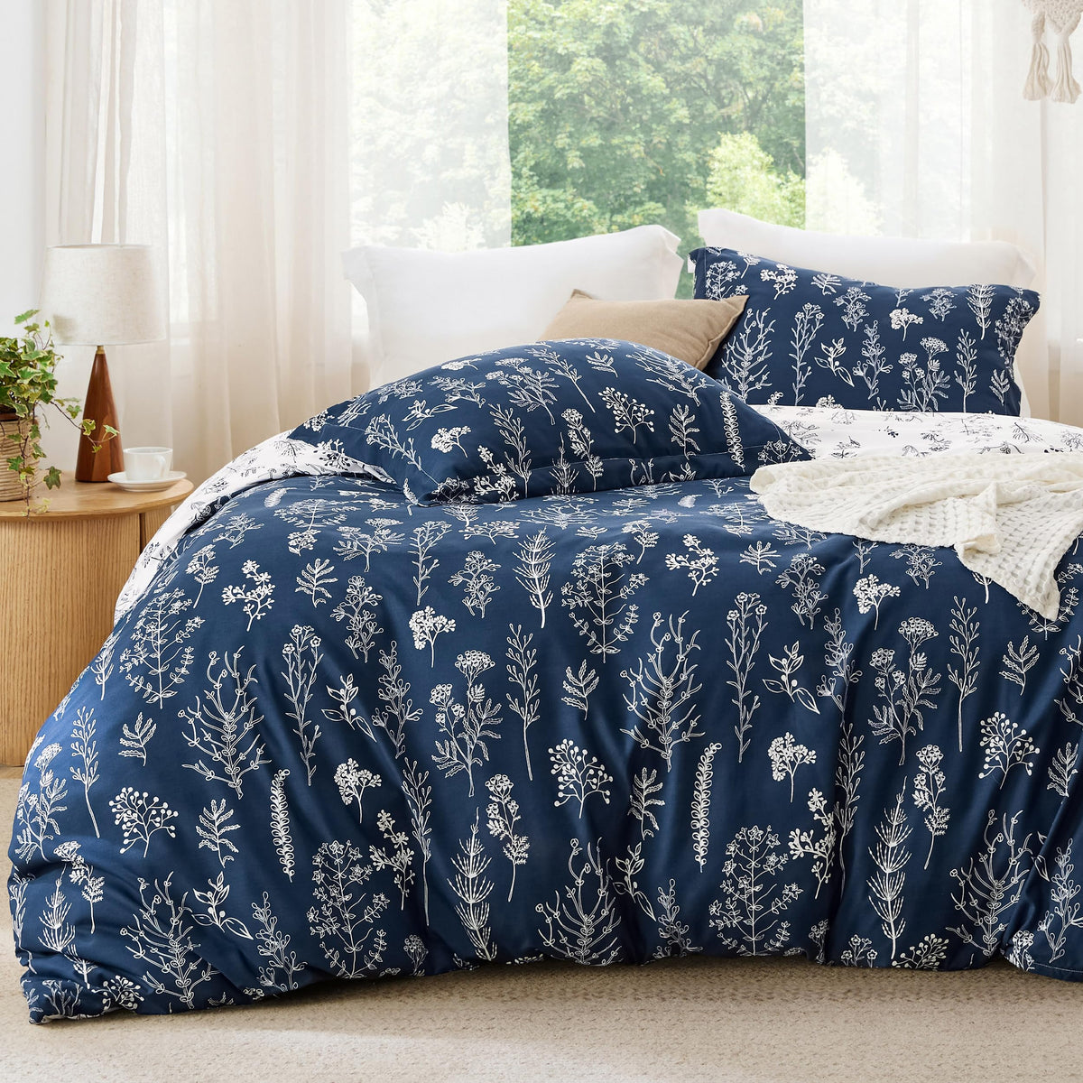Bedsure Floral Comforter Set Cute Bedding Set Queen Reversible Sage Green