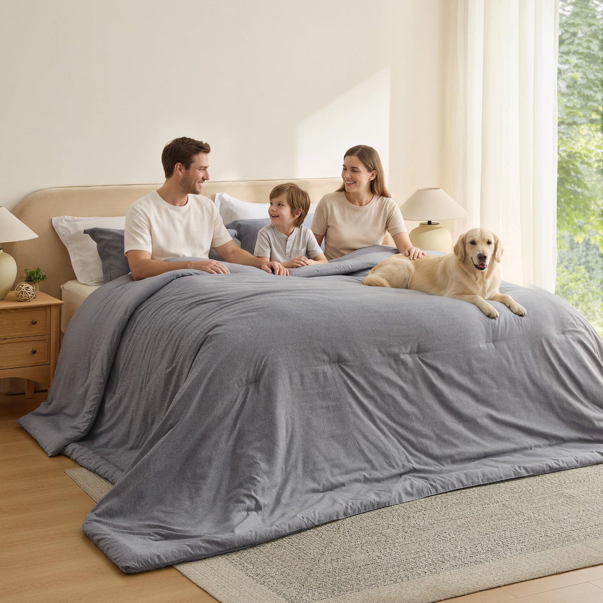 Bedsure Queen Size Comforter Sets, Beige Cationic Dyed Bedding Set 3 Pcs