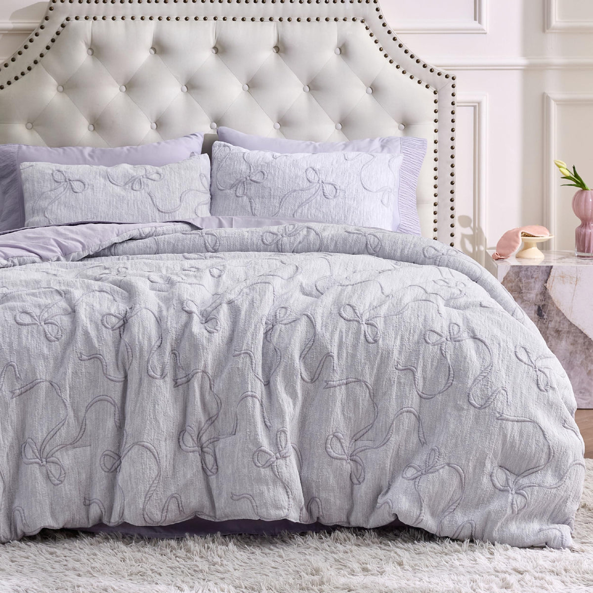 Bedsure Pink Comforter Set Cute Bow Bedding Set Queen GentleSoft™ 3 Pieces