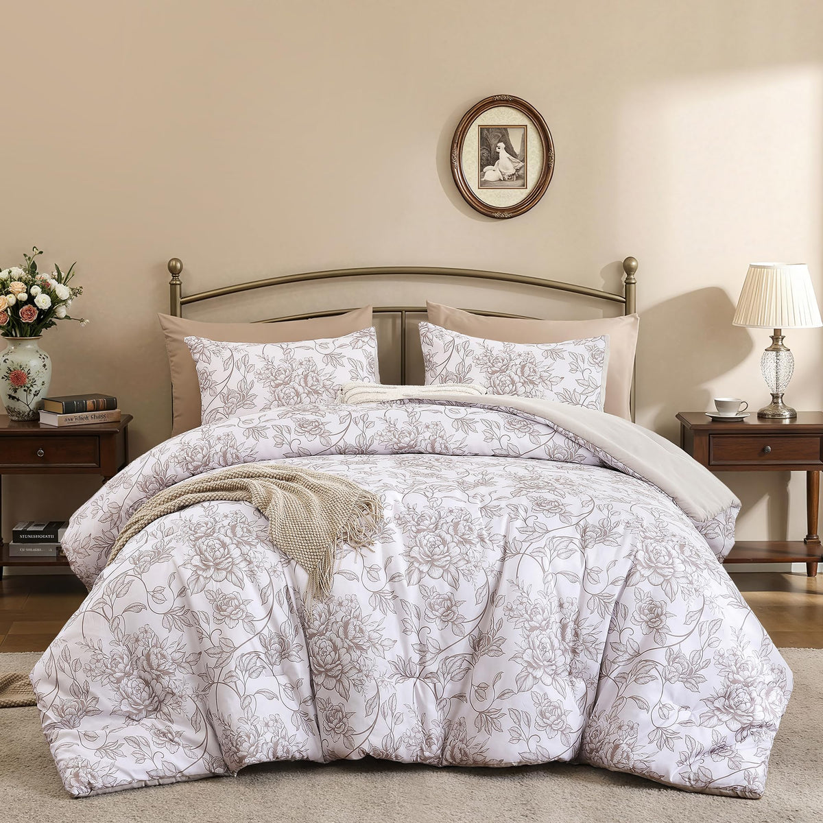 Cheetah Print Comforter Set Queen, Luxury Leopard Print Bedding, Brown