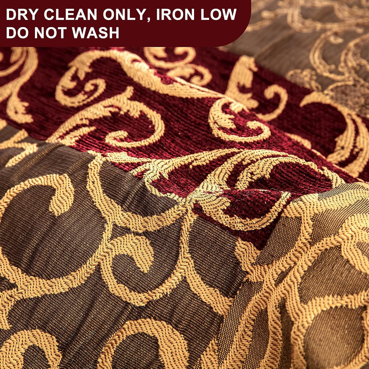Loom and Mill 9-Piece Traditional Patchwork King Comforter Set, Red Gold