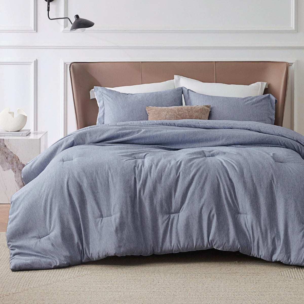 Bedsure Queen Size Comforter Sets, Beige Cationic Dyed Bedding Set 3 Pcs