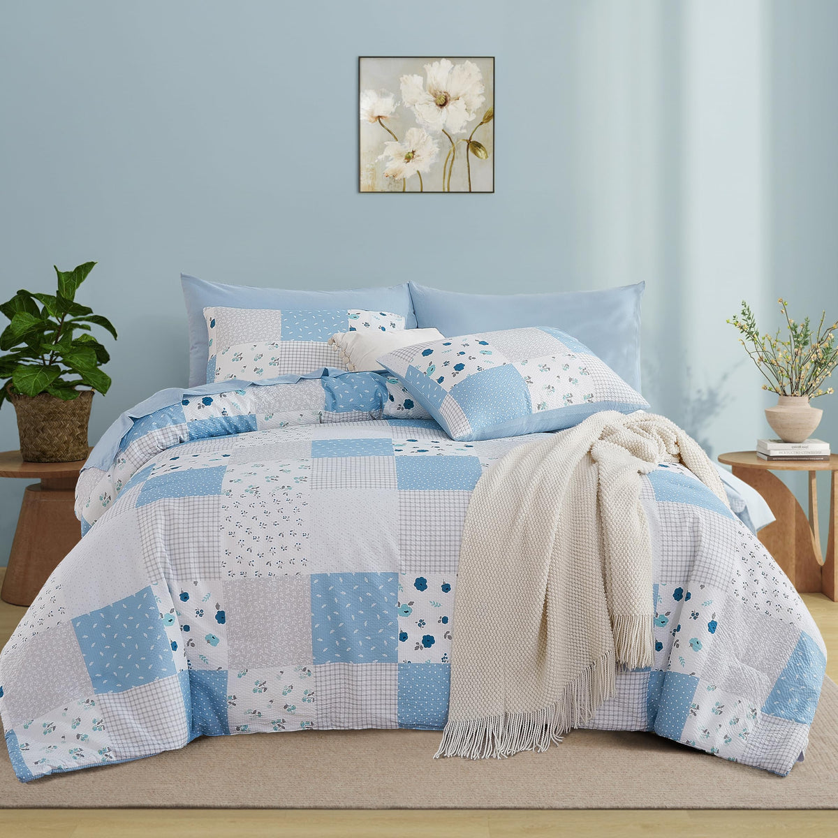 Oli Anderson King Comforter Set, 7 Pieces Bed in a Bag, Light Green