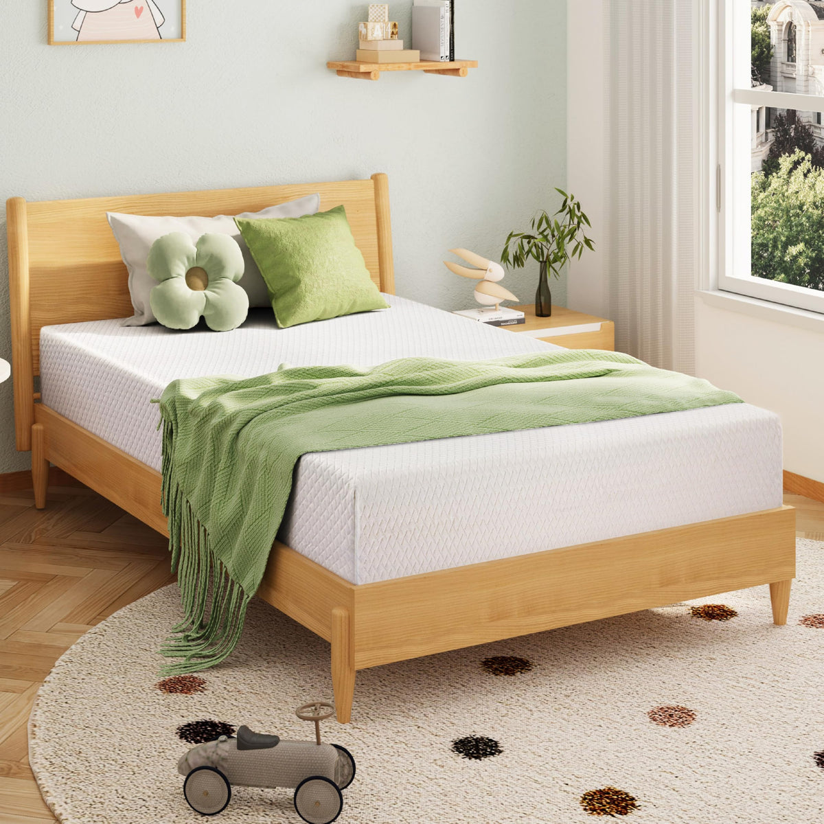 EGOHOME Full Size Memory Foam Mattress, 10 Inch Bed Mattress in a Box with Cooling Green Tea Gel, Relieve Pressure with Medium Firm Support, CertiPUR-US Certified, 75''L x 54''W, White