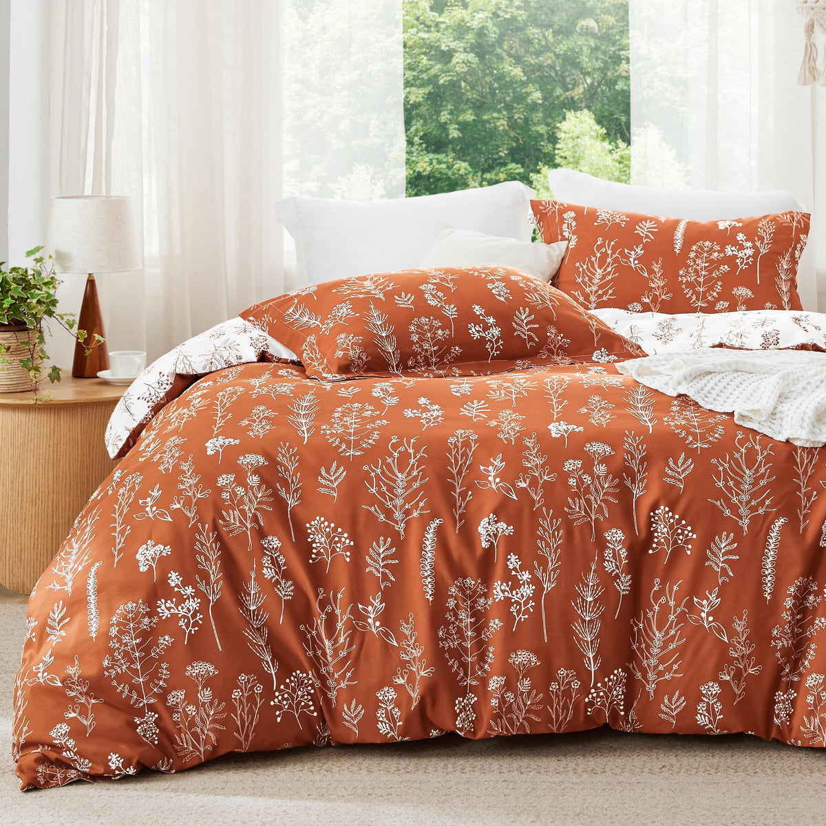 Bedsure Floral Comforter Set Cute Bedding Set Queen Reversible Sage Green