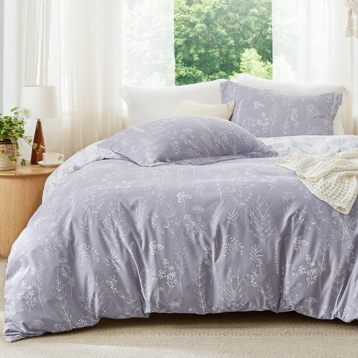 Bedsure Floral Comforter Set Cute Bedding Set Queen Reversible Sage Green