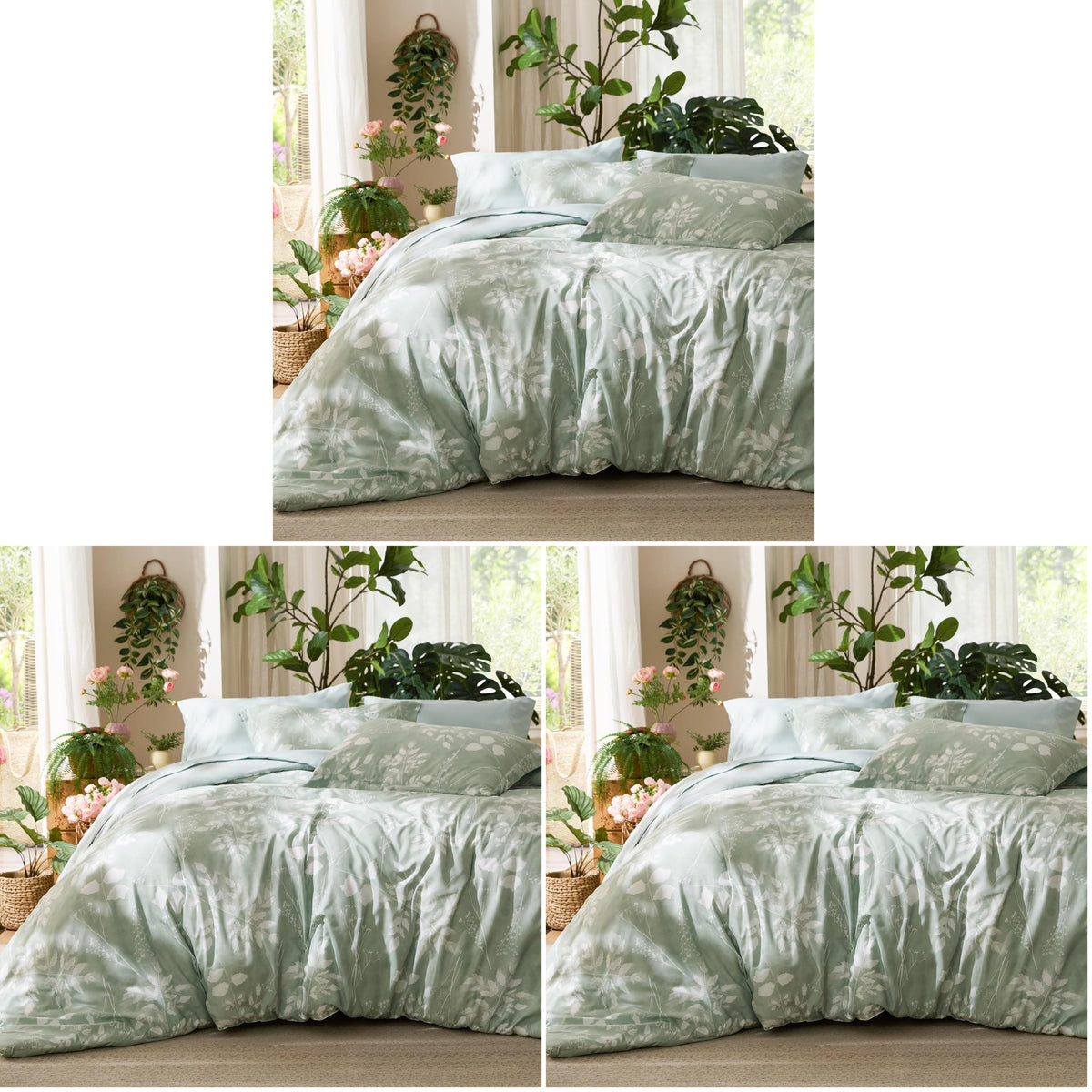Bedsure Floral Sage Green Comforter Set, Full Bedding Sets, 7 Piece