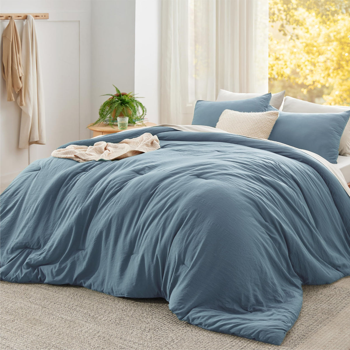 Bedsure King Comforter Set Prewashed Soft Bedding Set 3Pcs White 104"x90"