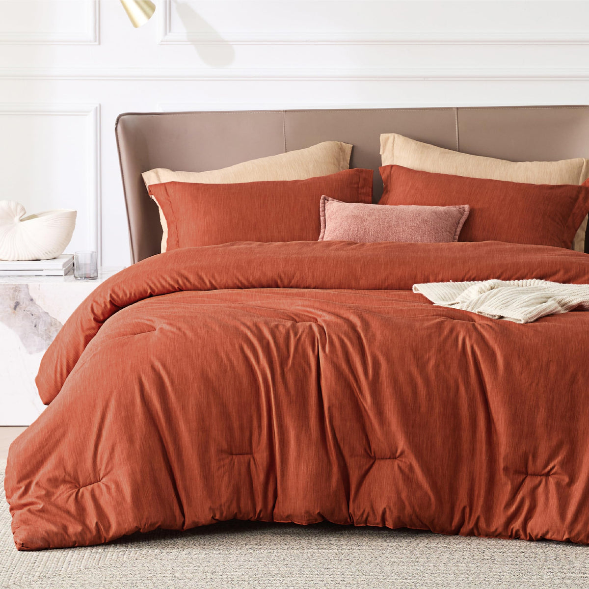 Bedsure King Size Comforter Set, Beige Soft Cationic Dyed Bed Set 3 Pcs