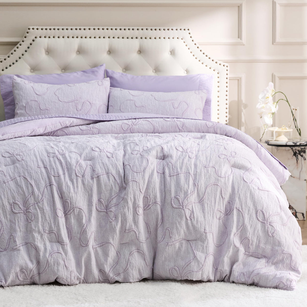Bedsure Pink Comforter Set Cute Bow Bedding Set Queen GentleSoft™ 3 Pieces